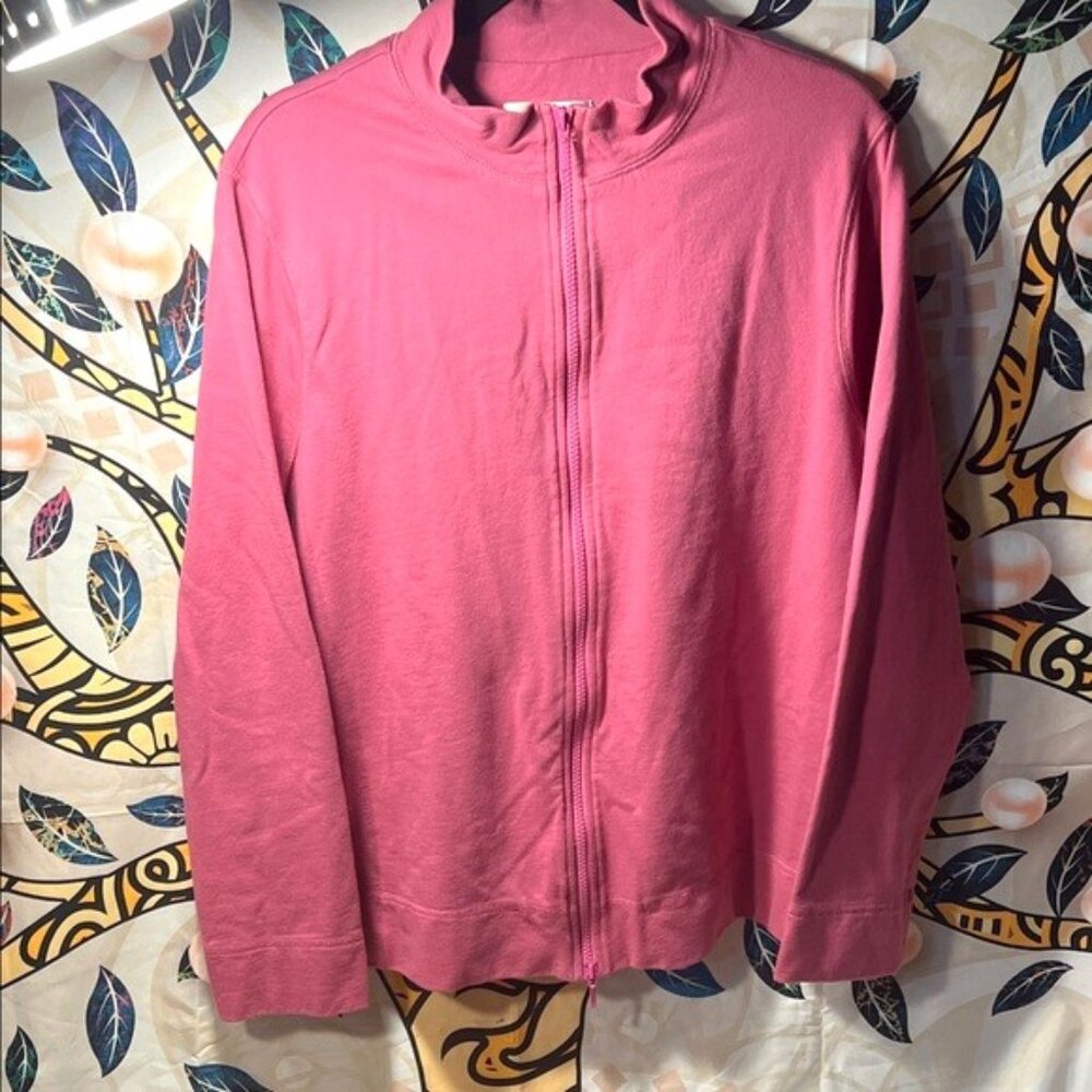 C J Banks Women's Pink Zip-Up Sweatshirt - Size 1X